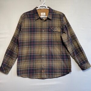 Legendary Whitetails Buck Camp Plaid Flannel Shirt Mens XL Brown Corduroy Collar